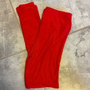 LuLaRoe "Buttery Soft" Solid Crimson Red Leggings - OS